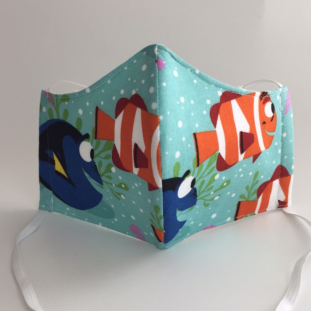 Kids Aqua Finding Nemo Handmade Fabric Face Mask